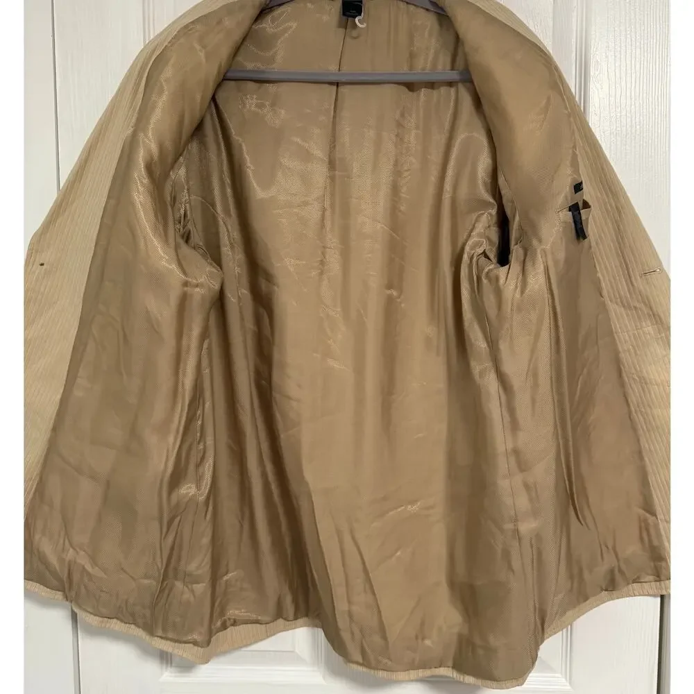 Claiborne Men's Tan Beige Cotton Two Buttons Sportscoat Blazer Jacket Size 44R